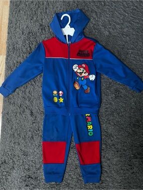 Nintendo Blue and Red Super Mario Hooded Kids Two-Piece Set